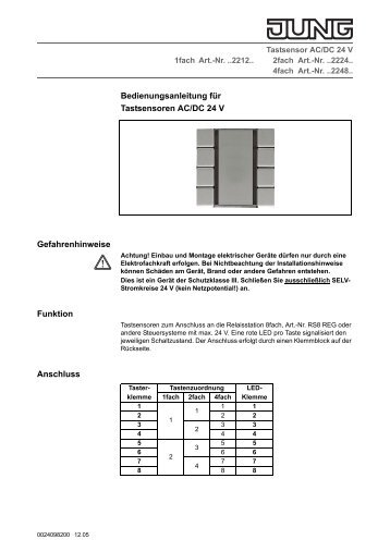 Bedienungsanleitung fÃ¼r Tastsensoren AC/DC 24 V ... - Eibmarkt