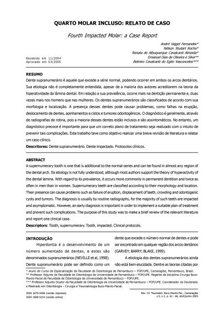 Artigo Completo - Revista de Cirurgia e Traumatologia Buco-Maxilo ...