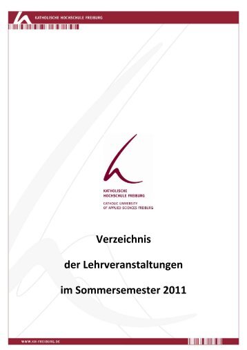 Sommersemester 2011 - Katholische Hochschule Freiburg