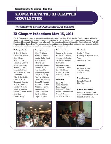 sigma theta tau xi chapter newsletter - University of Pennsylvania ...