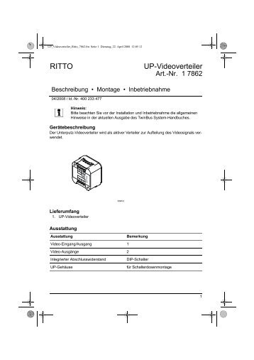 UP-Videoverteiler - Ritto