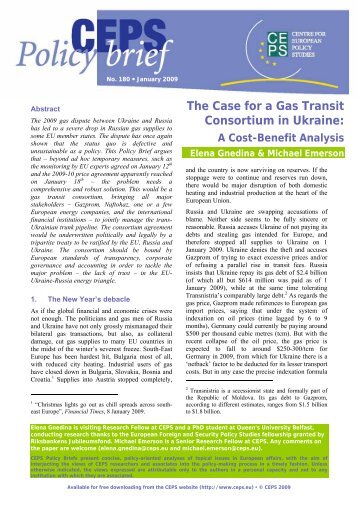 The Case for a Gas Transit Consortium in Ukraine: - The Centre for ...