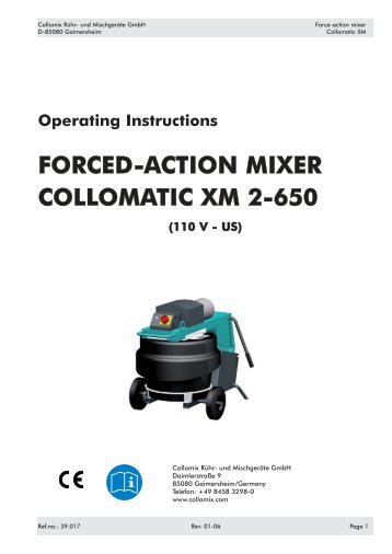 FORCED-ACTION MIXER COLLOMATIC XM 2-650 - Collomix