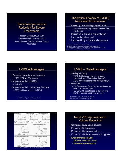 LVRS Advantages LVRS â Disadvantages - Pulmonary, Critical ...