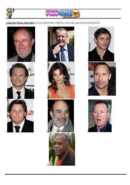 Printable Celebrity Picture Quiz With Answers