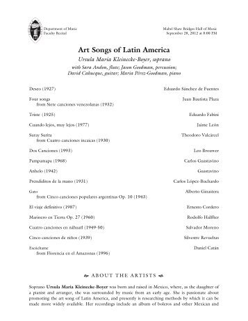 Art Songs of Latin America - Pomona College