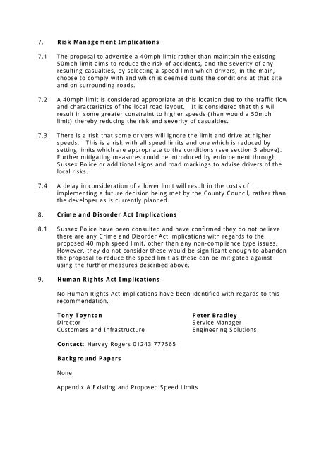 Speed Limit: Bognor Regis - West Sussex County Council