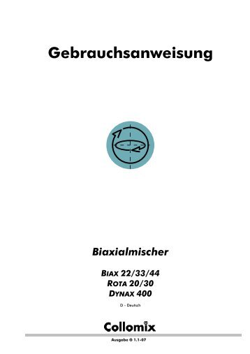 Gebrauchsanweisung Biaxialmischer BIAX 22/33/44 ... - Collomix