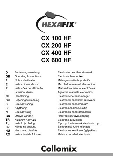 CX 100 HF CX 200 HF CX 400 HF CX 600 HF - Collomix