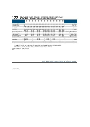 122 neumarkt - auer - tramin - margreid / penon (werktage)