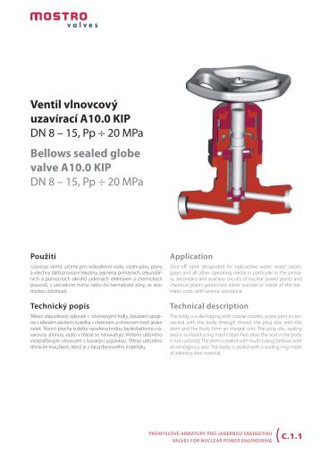 Ventil vlnovcovÃ½ uzavÃ­racÃ­ A10.0 KIP DN 8 â 15, Pp Ã· 20 MPa ... - Net