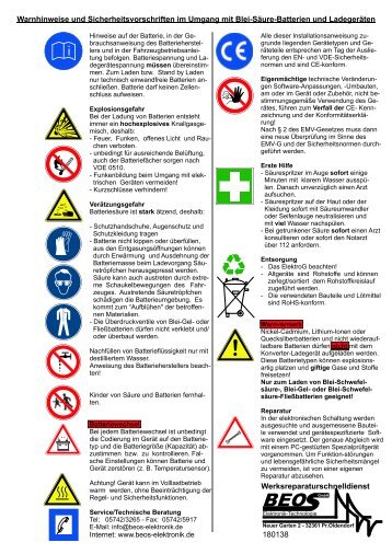 180138 Warnhinweise und Sicherheitsvorschriften - BEOS ...