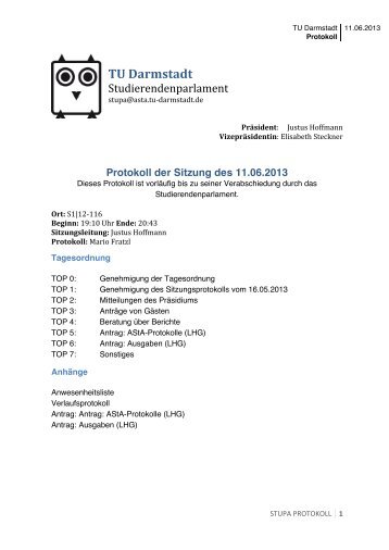 genehmigtes Protokoll vom 11.6.2013 - AStA TU-Darmstadt