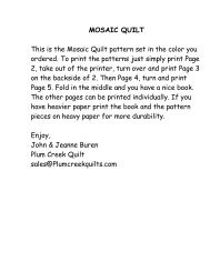MOSAIC QUILT This is the Mosaic Quilt pattern ... - Plum Creek Quilts