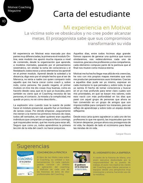 Motivat Coaching Magazine Núm. 4 - Año 2014