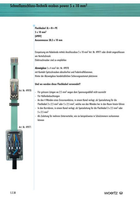 Schnellanschluss-Technik ecobus power 5 x 10 mm2