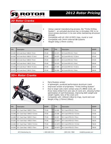 2012 Rotor Pricing - KHS