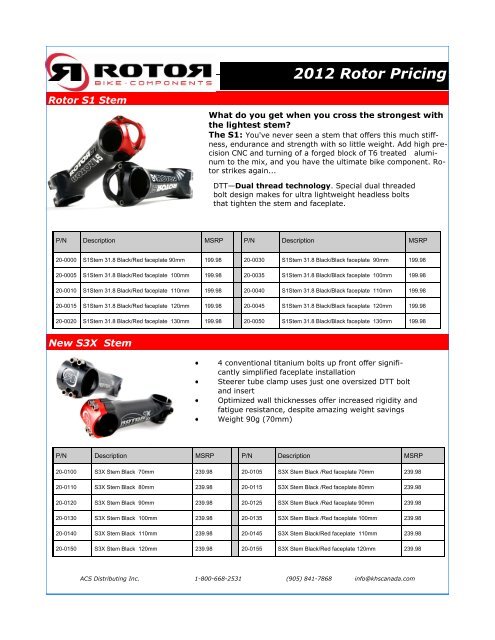 2012 Rotor Pricing - KHS