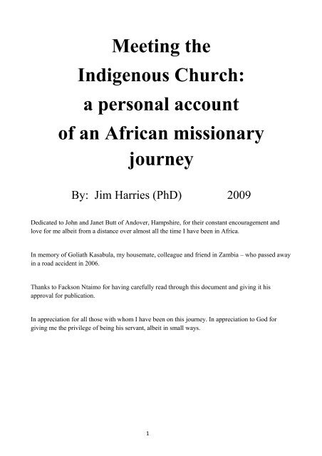 Meeting the Indigenous Church - Jim Harries