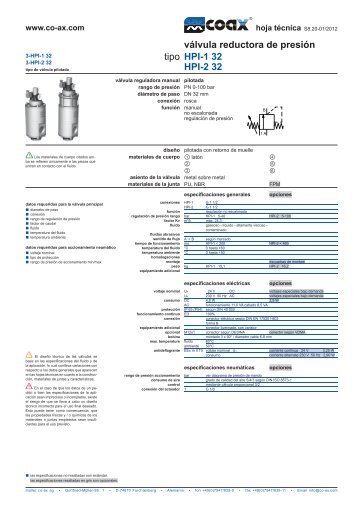 tipo válvula reductora de presión HPI-1 32 HPI-2 32 - müller co-ax ag