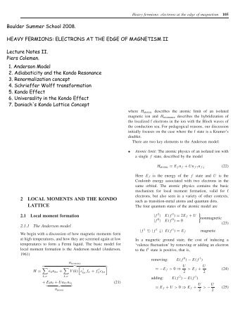 1. Anderson Model 2. Adiabaticity and the Kondo Resonance 3 ...