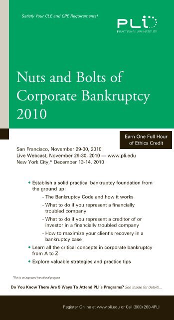 Nuts and Bolts of Corporate Bankruptcy 2010 - Reed Smith