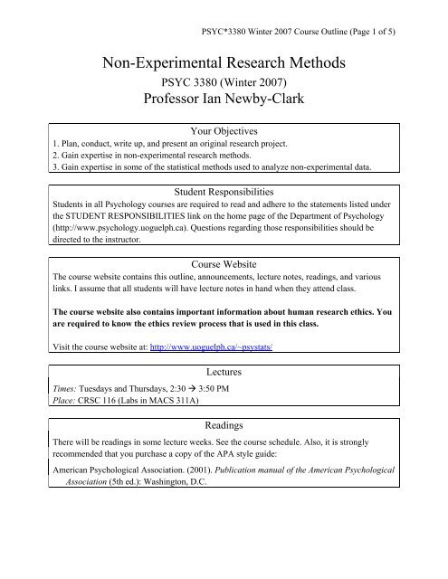 experimental and nonexperimental research methods in psychology