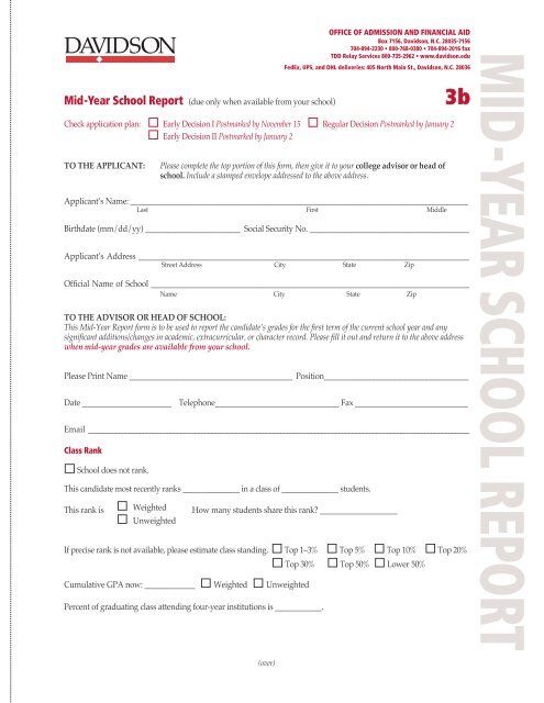 Mid Year Report Davidson College