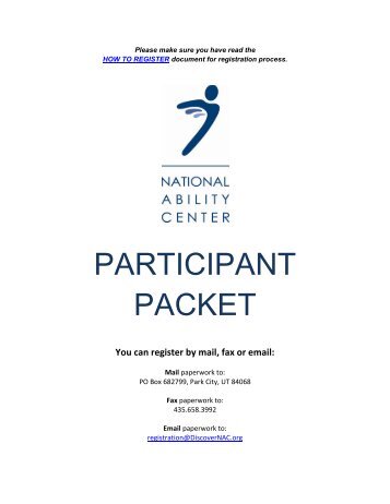 PARTICIPANT PACKET - National Ability Center