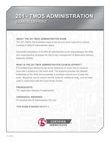 TMOS Administration exam blueprint - F5 Networks