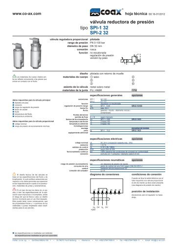 tipo válvula reductora de presión SPI-1 32 SPI-2 32 - müller co-ax ag