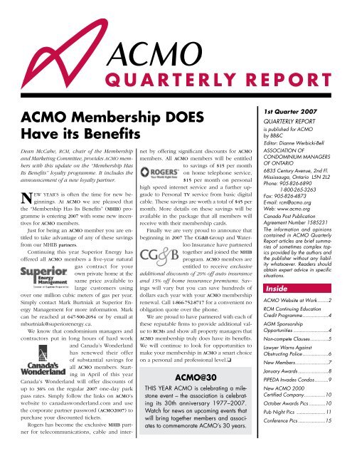 QuArtErly rEpOrt - Association of Condominium Managers of Ontario