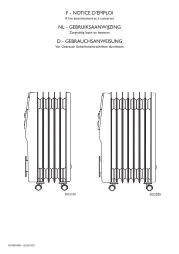 F - NOTICE D'EMPLOI NL - GEBRUIKSAANWIJZING D ... - Calor