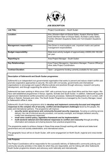job description for project coordinator