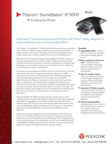 Polycom SoundStation IP5000 Datasheet (PDF)