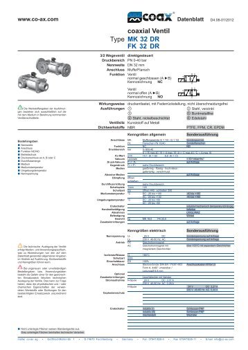 Type coaxial Ventil MK 32 DR FK 32 DR - müller co-ax ag