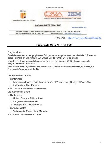 Bulletin 2013-T1 v2 - CARA IBM