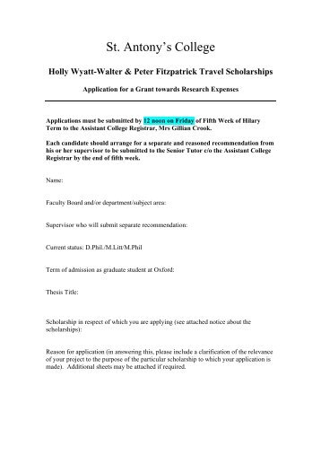 Holly Wyatt-Walter & Peter Fitzpatrick Travel Scholarships