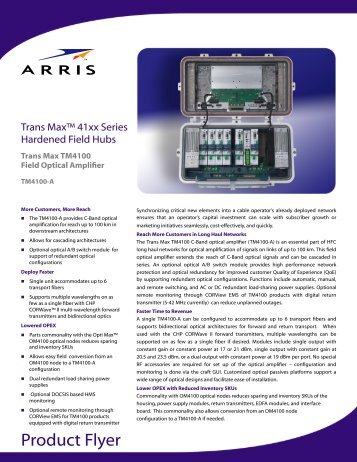 Trans Max TM4100 Field Optical Amplifier Product Flyer - Arris