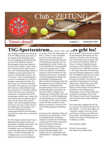 Clubzeitung Ausgabe 2, 2010 - TSG BÃ¼rgel Tennis