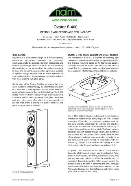 Ovator S 400 Design Engineering And Technology Naim Audio