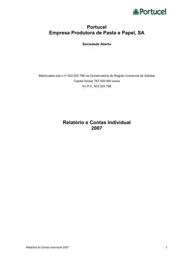 RelatÃ³rio e Contas Individual 2007 - Backoffice Site Corporativo ...