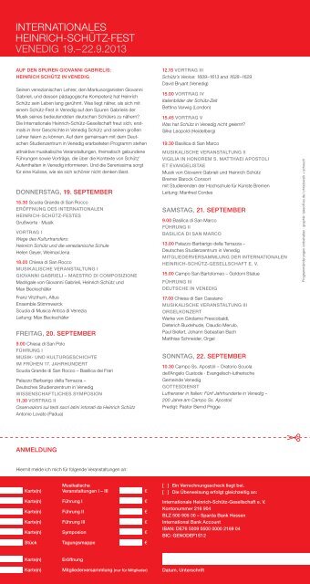 internationales heinrich-schÃ¼tz-fest venedig 19.â€“22.9.2013