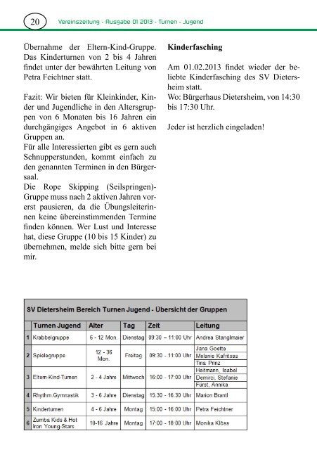 Vereinszeitung - SV Dietersheim