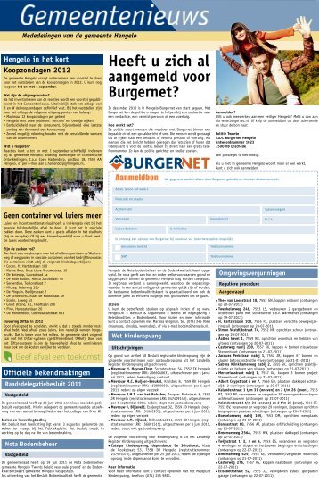 Heeft u zich al aangemeld voor Burgernet? - Gemeente Hengelo