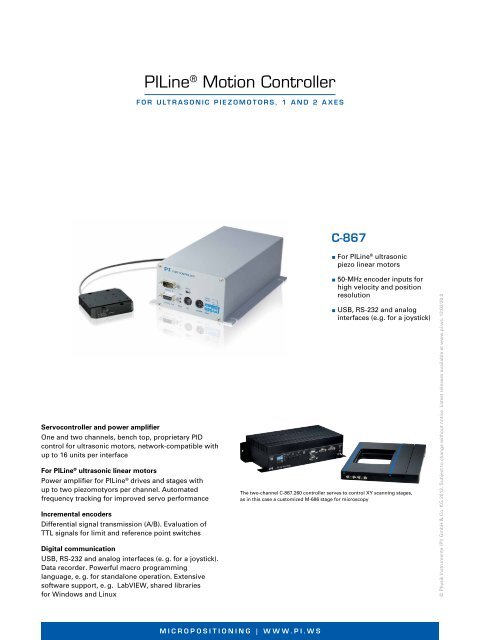 C-867 PILineÃ‚Â® Motion Controller (PDF)