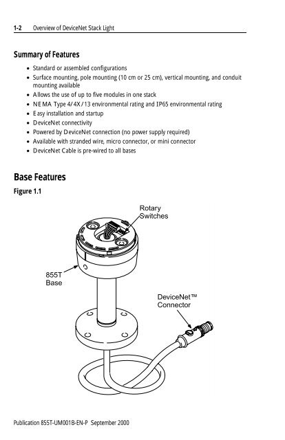 Overview of DeviceNet Stack Light