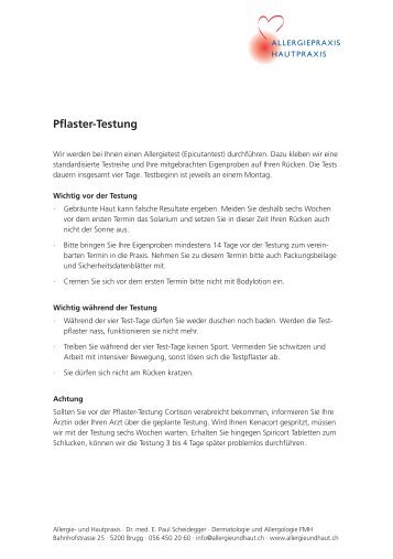 Pflaster_Testung - Allergie- und Hautpraxis