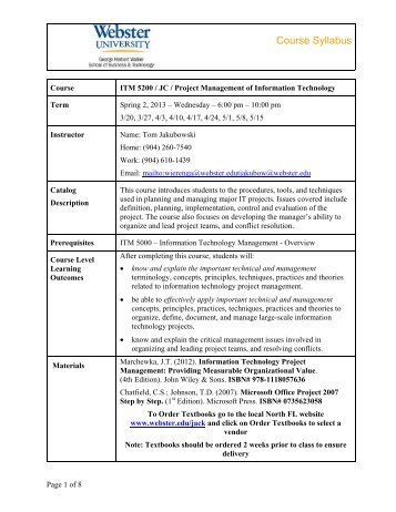 ITM 5200 - Webster University