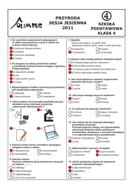 OLIMPUS Sesja jesienna 2011 - Przyroda, kl. 4 SzkoÃ…Â‚a Podstawowa